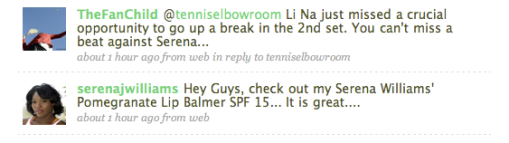received serena's tweet during the match *jaw drops at her superior multi tasking skills*
